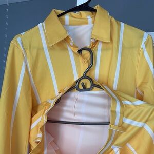 Yellow Striped Button-Up Shirt and pants set